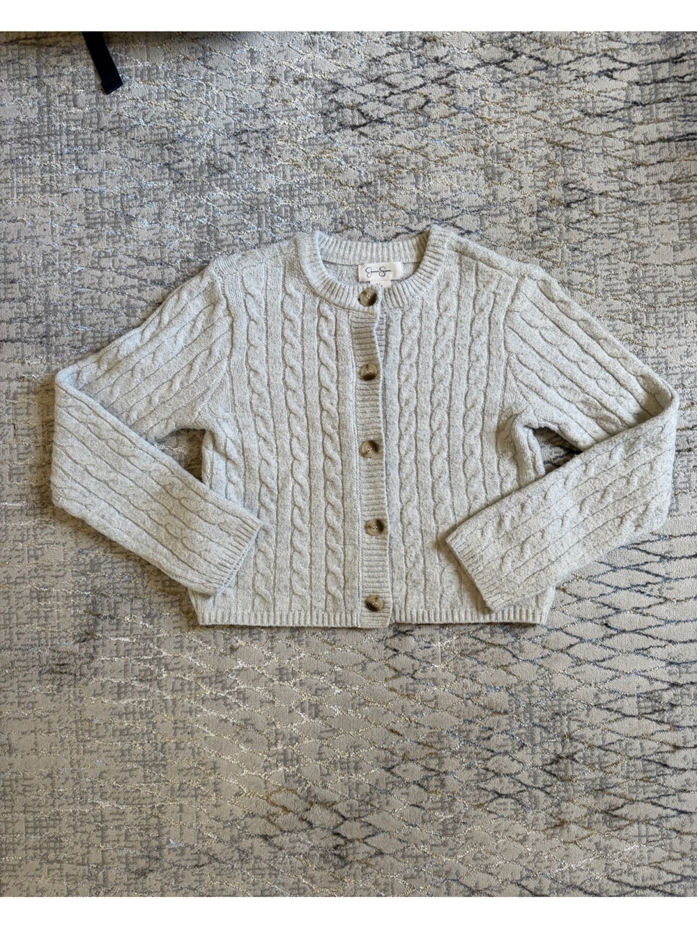 Cable Knit Button-Front Women's Sweater - Cream